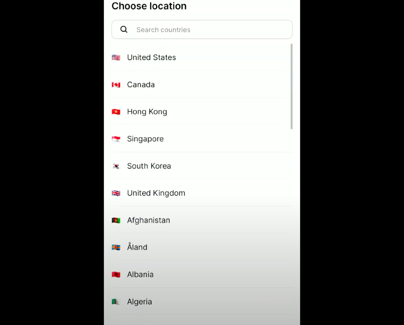 Selecting location